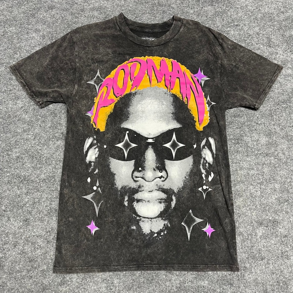 Dennis Rodman Shirt Womens Medium Gray Charcoal‎ Mineral Wash Streetwear Tee